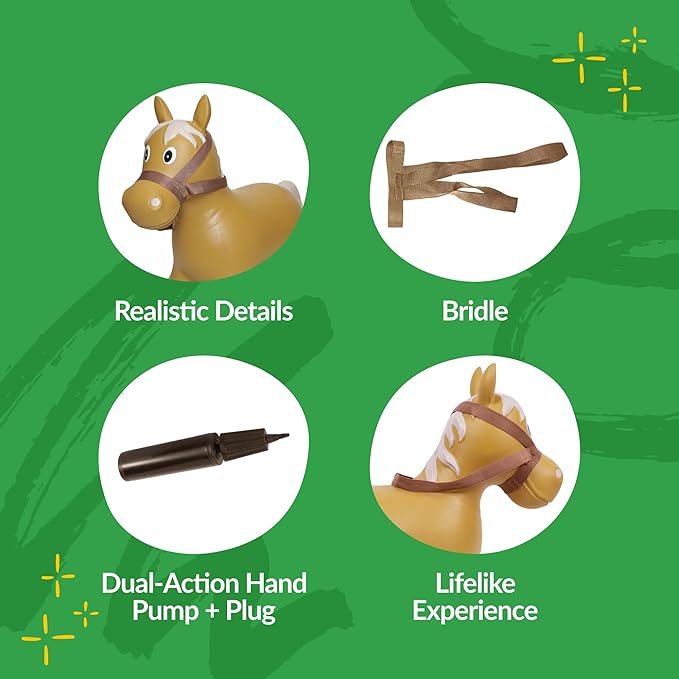 Big Country Toys Lil’ Bucker Horse Kids Toys - Rodeo Ride On Toys for18 Months to 3+ Years - Bouncy Animals for Toddlers - Inflatable Hopper Horse Toys with Hand Pump