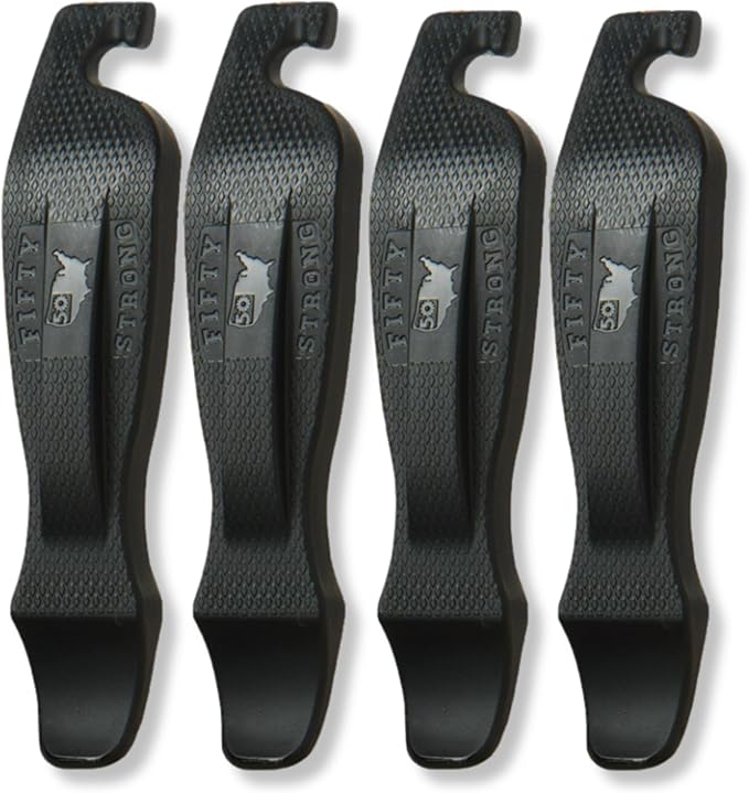 50 Strong Bike Tire Levers – Set of 4 Ultra-Strong Tire Spoons with Easy-Grip Interlocking Design – Made in USA – Essential Bicycle Repair Tool Brand