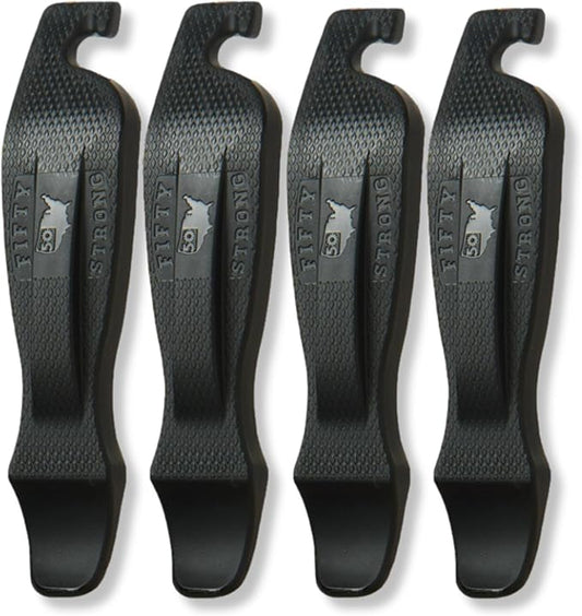50 Strong Bike Tire Levers – Set of 4 Ultra-Strong Tire Spoons with Easy-Grip Interlocking Design – Made in USA – Essential Bicycle Repair Tool Brand