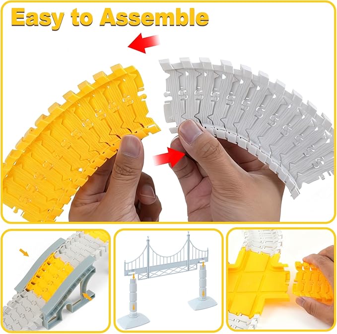 BEMITON Construction Race Track Toys for Kids - Birthday Gift for 3 4 5 6 7 Year Old Boys, 330+ PCS Track Playset with Electric Cars and Construction Trucks, DIY Engineering Road Building Sets