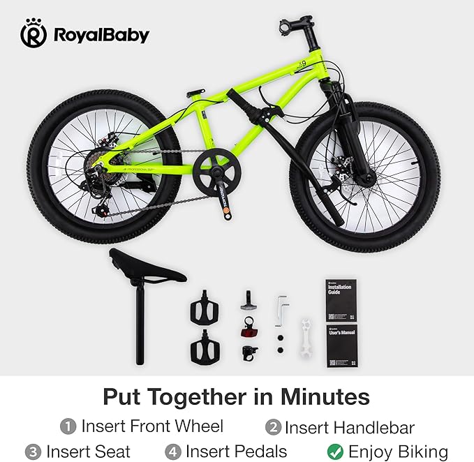 RoyalBaby Kids Mountain Bike for Boys and Girls, Ultra-Light Aluminum 20-24 Inch Wheel Bicycle for 6-14 Years Old Children, 7/21-Speeds Drivetrain