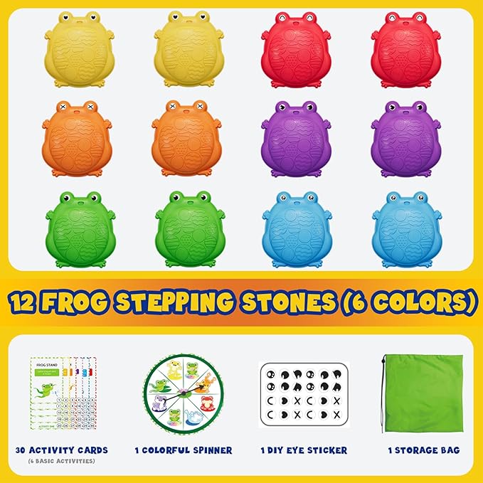 Stepping Stones for Kids, 12PCS Non-Slip Balance Steps Stones for Toddler 1-3, Obstacle Courses Sensory Toys, Coordination Game Gift for Boys Girls Indoor Outdoor Play Ages 3-5