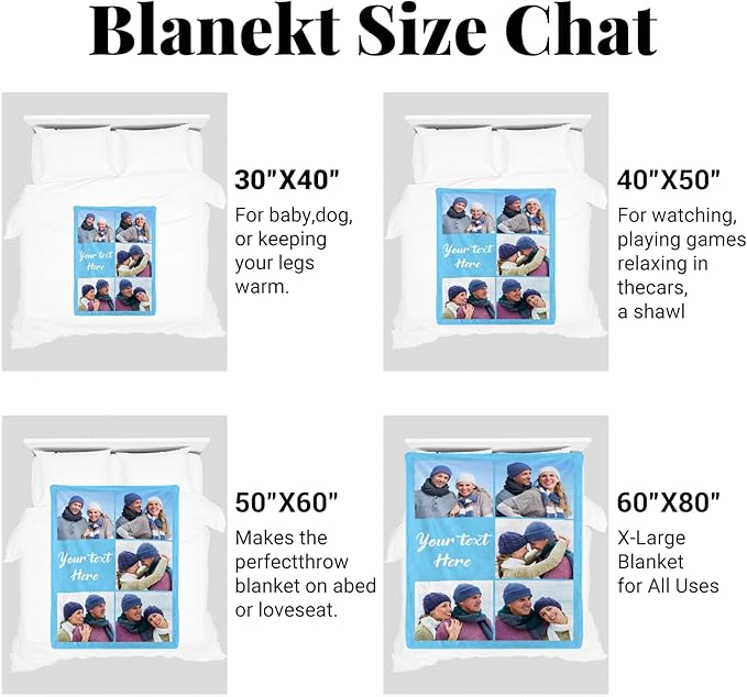 Custom Blanket with Photos, Personalized Blankets with Picture, I Love You Girlfriend Boyfriend Couples Gifts, for Birthday Christmas Women Men Adult Kids Mom Dad Wife Husband
