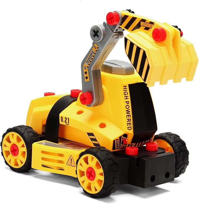 MOBIUS Toys 7-in-1 Take-Apart Truck Construction Set – STEM Building Toy w/Drill, Lights & Sounds – Buildable Dump Truck, Excavator & More – Educational Engineering Playset for Kids Ages 3–8