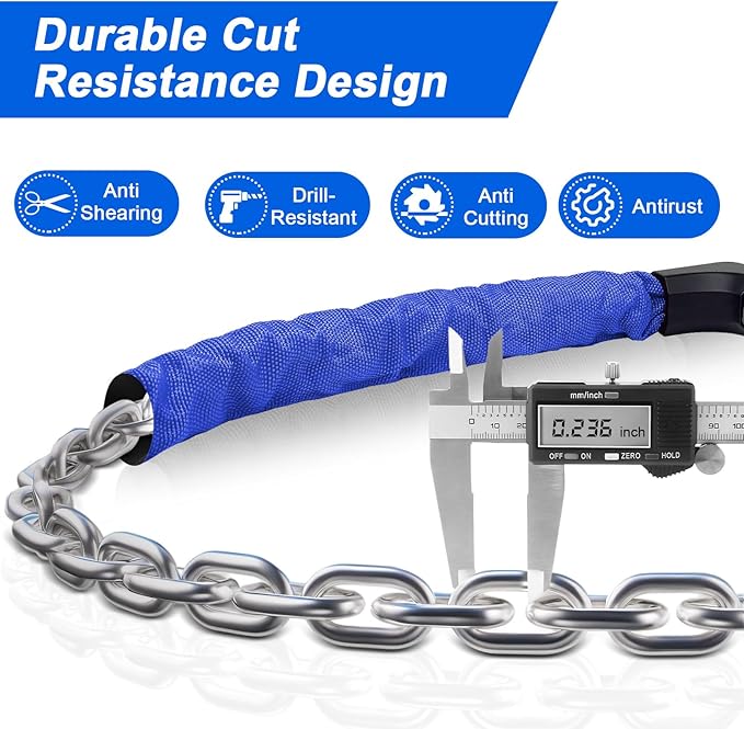 NDakter Upgrade Bike Chain Lock with 4 Digit Combination and 2 Keys, 3.2/4.28 Ft Heavy Duty Anti-Theft Bicycle Lock, 2 Ways to Unlock High Security Scooter Locks for Ebike, Escooter, Door