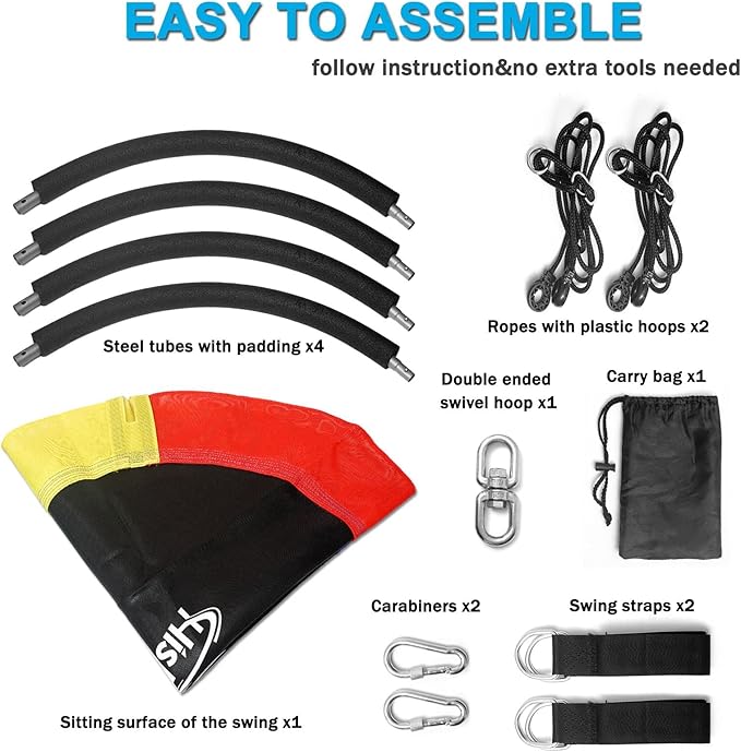 43 inch Saucer Tree Swing for Kids,Durable Textilene Round Swing Heavy Duty, Waterproof and All-Weather Resistant,Swivel,Adjustable Strong Ropes,Easy to Install,Outdoor Playground Backyard