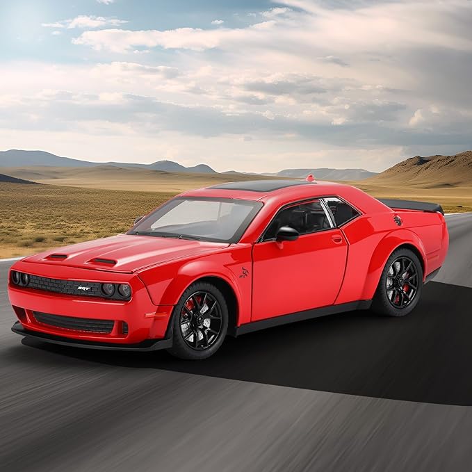 SASBSC Toy Cars for Boys Age 3-12 1:24 Car Toys Diecast Metal Car Model with Light & Sound Collectable Muscle Cars for 3+ Year Old Kids (Red)