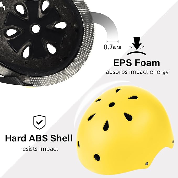 Skateboard Bike Helmet, Lightweight Adjustable, Multi-Sport for Bicycle Skate Scooter, 3 Sizes for Adult Youth & Kids