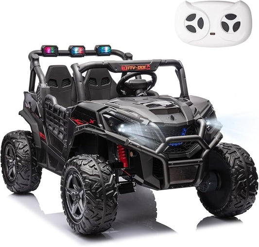 FINITO 2 Seats 24V 4x4 Motorized Ride on UTV Ride on Toy Car Remote Control, Kids Electric Ride on UTV,Off-Road Electric Vehicles for Boys Girls, Black