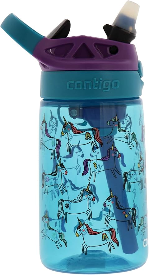 Contigo AUTOSPOUT Camping Hydration Water Bottles, 14oz (Pack of 1), Unicorn