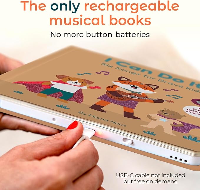 Cali's Books Music Book for Toddlers 1-3 Years Old - I Can Do It by Mama Nous Musical Book with Headphone Jack, Interactive Baby Sound Book, Singing Toy Children Girls, Learning Song Toy Toddler Boys