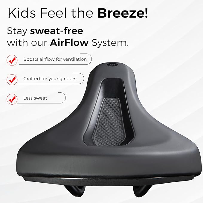 ROCKBROS Kids Bike Saddle Youth Replacement Bike Seat Kids Bicycle Seat with Ergonomic Design -3 Zone Concept - Waterproof, Enhance Young Little Riders for BMX, MTB & Road 16" to 24"