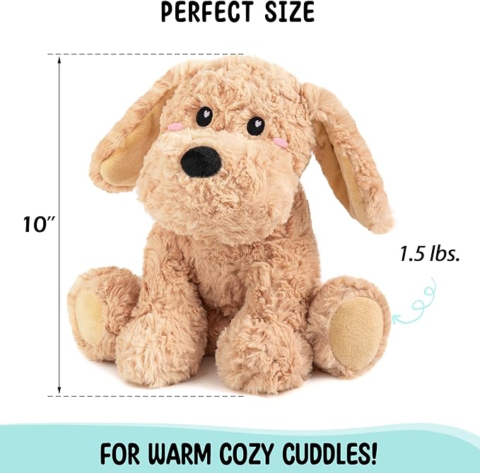 Golden Retriever Dog Microwavable & Weighted Puppy Stuffed Animals- 1.5 Lbs Unscented Doodle Heating Pad for Warmth, Period Cramps & Anxiety, Cute Dog Plushie Toy Gifts for Women Girls & Kids