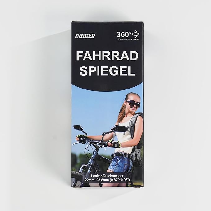 Bike Mirror Handlebar Mount 360° Adjustable, Wide Rear View Mirror Bicycle Mirrors for Handlebars with Scratch Resistant Glass, Bike Rear View Mirror for Scooter, Motorcycle, Bike Accessory Right