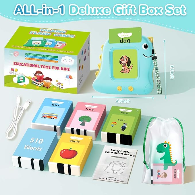 Talking Flash Card, Learning Toys for Ages 2-4, Autism Sensory Toys for Toddlers, Speak Montessori for 2+ Year Old, Kids Gift for Boys Girls Birthday Preschool Activity 510 Sight Words