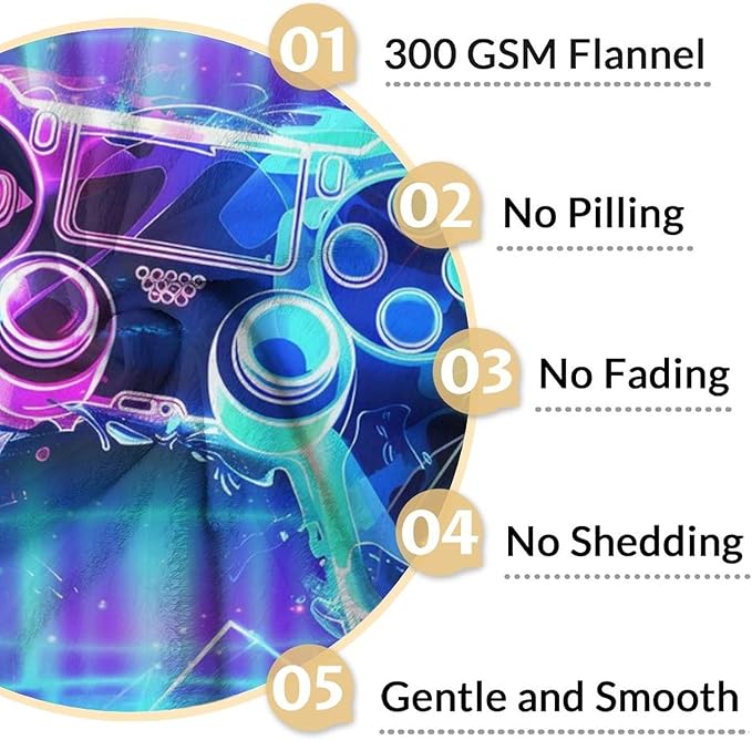 Gamer Gifts for Boys - Furry Comfort Colorful Gaming Throw Blanket - 30" x 40" Inches Lap Size for Chair & Office - Aesthetic Gaming Blankets Gift
