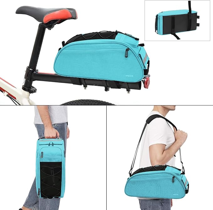 MOSISO Bike Rack Bag, Waterproof Bicycle Trunk Pannier Rear Seat Pouch Cycling Bike Carrier Backseat Storage Luggage Saddle Shoulder Bag