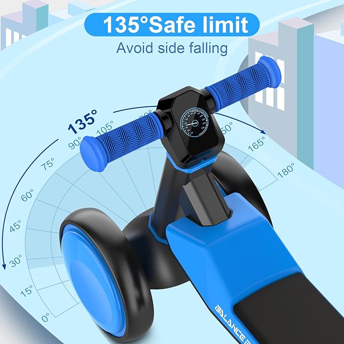 Baby Balance Bike for 1 Year Old Boys and Girls – Toddler First Bike with Colorful Lighting, 4 Wheels Safe Indoor Ride On Toy for 12-24 Months, First Birthday Gift