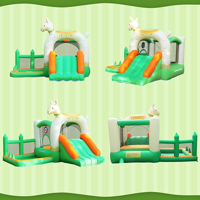 Bounce House Inflatable Bouncer with Slide Alpaca Jumping Castle Kids Bouncy Castle with Ball Pit for Wet and Dry