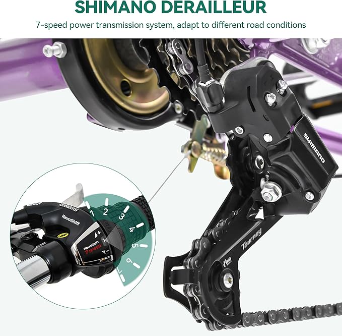 YITAHOME 24 & 26 Inch Adult Tricycle, 1 & 7 Speed 3 Wheel Bikes, Large Seat with Backrest Trike for Adults with Front & Rear Baskets, Cruiser Bike for Seniors Women Men Commute Picnic Outdoor