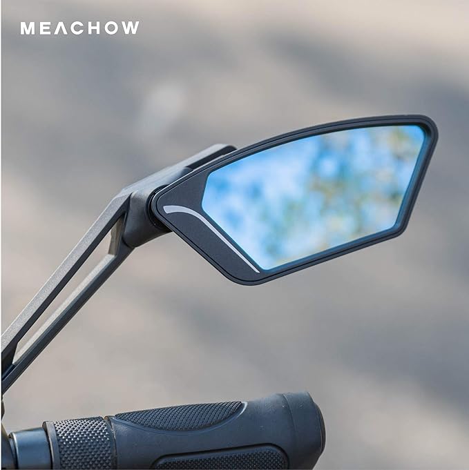 MEACHOW New Scratch Resistant Glass Lens,Handlebar Bike Mirror, Adjustable Safe Rearview Mirror, Bicycle Mirror,ME-003