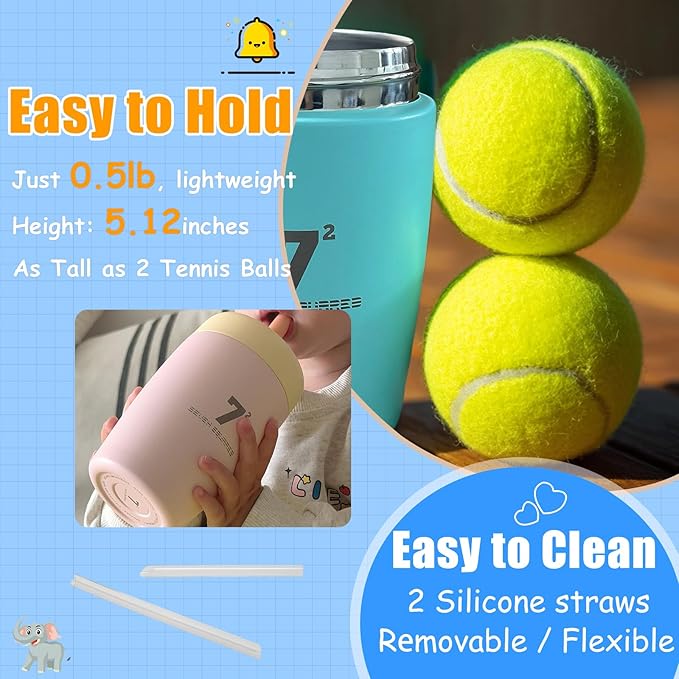 12oz Kids Tumbler Spill Resistant with Lid & Silicone Straw, Insulated Stainless Steel Sippy Cups, BPA-Free Straw Tumbler, Kids Water Bottle Dishwasher Safe, BPA-FREE