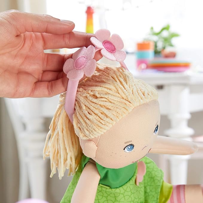 HABA 12" Soft Doll Mali with Blonde Hair and Blue Eyes, Soft Toddler Baby Dolls with Embroidered Face, Machine Washable Toddler Girl Toys for 18 Months and up