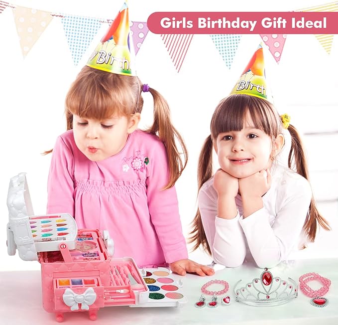 Kids Washable Makeup Kit Girl Toys for Gifts, Teensymic Toys for Girls Princess Birthday Gift Play Make Up Toys for Girls Toys Age 4 -12