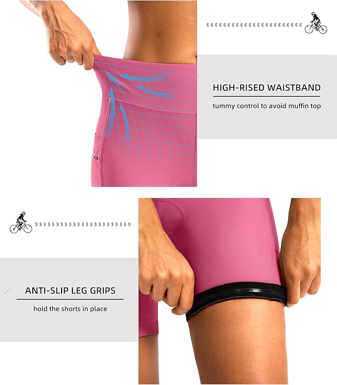 Women's 4D Padded Bike Shorts 5"/7" Riding Underwear Cycling Bicycle Road Biking Cycle Shorts for Women Zipper Pockets