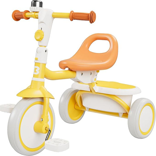 besrey Toddler Tricycle with Bell, Kids Tricycle Age 18 Months to 5 Years, Kids Trike, Toddler Bike for 1.5-5 Year Olds, Baby Trike, Gifts & Toys for Boys & Girls, Yellow