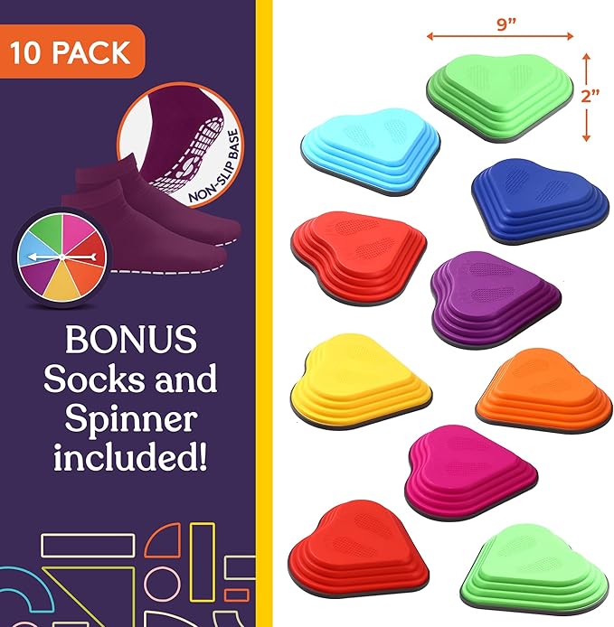 Special Supplies 10 Stepping Stones for Kids Indoor and Outdoor Balance Blocks Promote Coordination, Balance Strength Child Safe Rubber, Non-Slip Edging