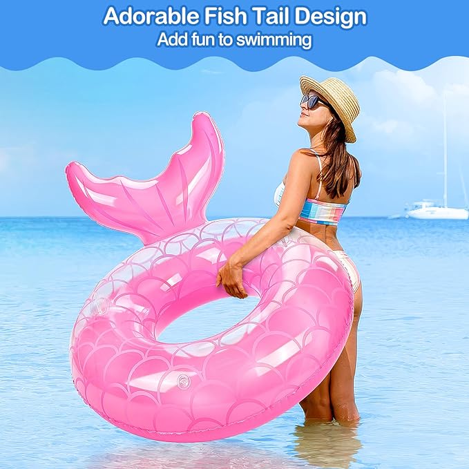 MoKo Inflatable Swimming Ring, Cute Pool Float Tube Decorations Swim Tubes Outdoor Pool Beach Water Floats Party Supplies Floaties