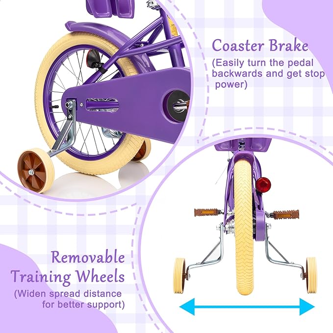 XJD Girls Bike for Toddlers and Kids Ages 2-12 Years Old,12 14 16 Inch Kids Bike with Training Wheels & Basket