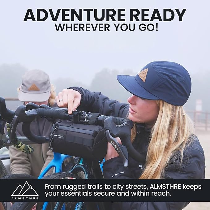 Signature Bar Bag – Midnight Black | Hard-Shell Bike Handlebar Bag with Waterproof Zippers & Adjustable Straps | Lightweight Bicycle Handlebar Bag, Compatible with Road, Gravel & MTB Bikes