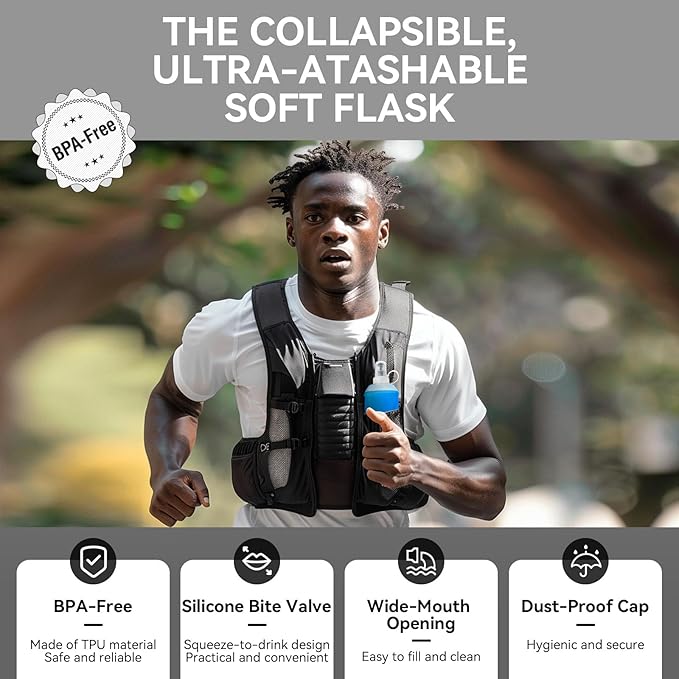 500ml Soft Flask Soft Water Bottle for Running, Hiking, Travelling, Cycling and Climbing - Blue