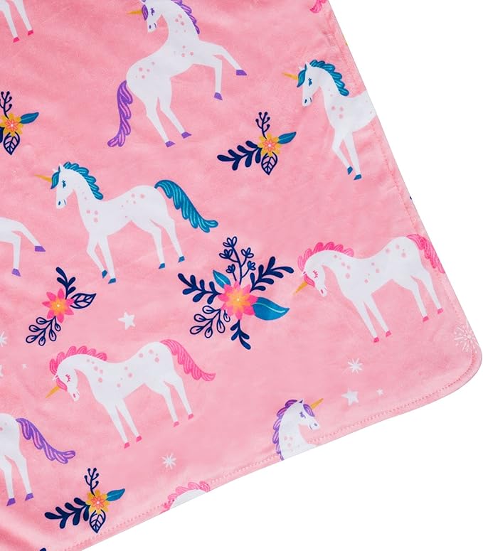 Wildkin Plush Baby Blanket – Soft & Cozy Comfort, Ideal for Toddlers, Travel & Daycare - Magical Unicorns
