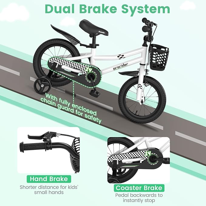 BABY JOY Kids Bike, 12 14 16 18 20 Inch Children Bikes for Boys Girls Teens 3-8 8+ Years w/Training Wheels or Kickstand, Handbrake, Coaster Brake & Removable Basket, Kids Bicycle of Multiple Colors