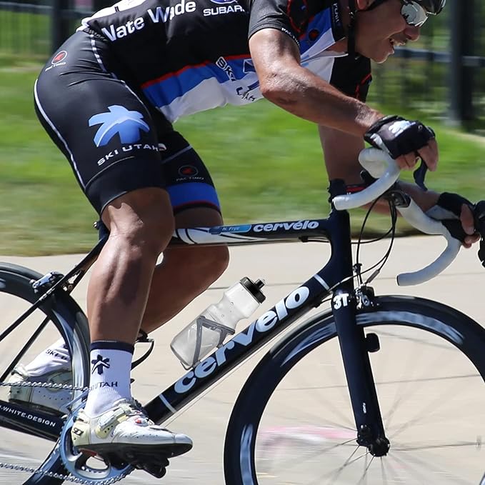 GEMFUL 24 oz Cycling Water Bottle and Cage Set BPA Free Bike Water Bottle Holder Combo Lightweight Leakproof Drink Bottles fits MTB Mountain Road Bicycle Sports Gym Workout