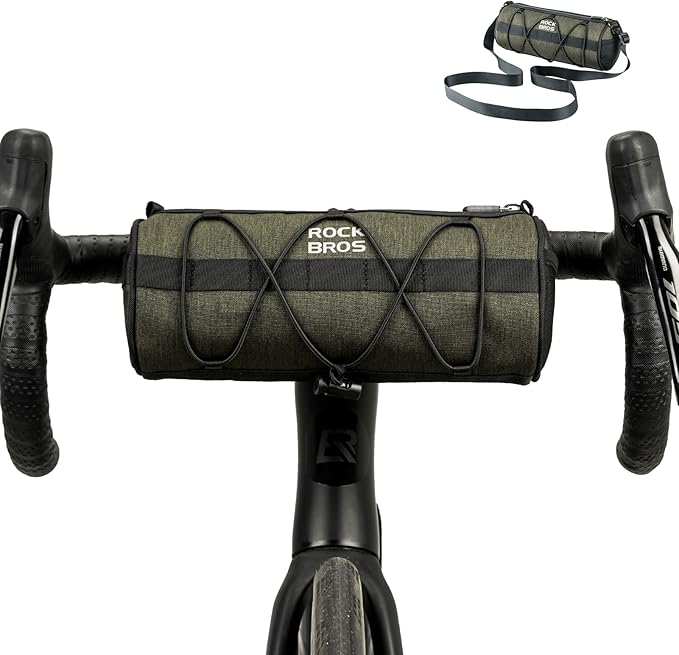 ROCKBROS Bike Handlebar Bag Small Bicycle Handle Bar Bag Handy Front Bike Bags Handlebar Storage Pouch Pack with Shoulder Strap Little Mountain Road Bike Barrel Bag