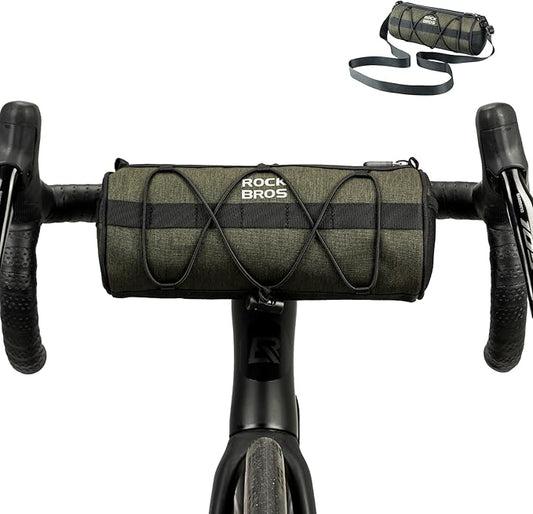 ROCKBROS Bike Handlebar Bag Small Bicycle Handle Bar Bag Handy Front Bike Bags Handlebar Storage Pouch Pack with Shoulder Strap Little Mountain Road Bike Barrel Bag