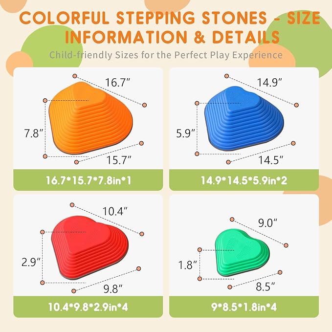 MOCUTEEN Stepping Stones for Kids 11pcs Non-Slip Plastic Balance Stones for Toddler Activities Sports & Outdoor Kids Balance Play Equipment Toys. Toddler Ages 3+ Years Old