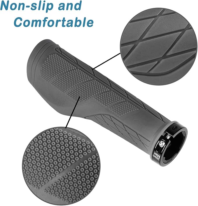 SOLODRIVE Ergonomic Design Mountain Bike Grips, Comfortable Bicycle Handlebar Grips, Single Lock-on and Non-Slip MTB Handle, Fit MTB, E-Bike, Hybrid, Scooter