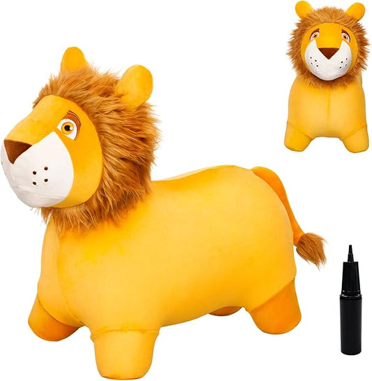 PlayZap Lion Bouncy Horse Hopper, Plush Bouncy Animals Hopper for Toddlers, Inflatable Jumping Ride on Bouncer, Kids Hopping Toys for 18M 2 3 Years Old Kids Boys Girls Gifts