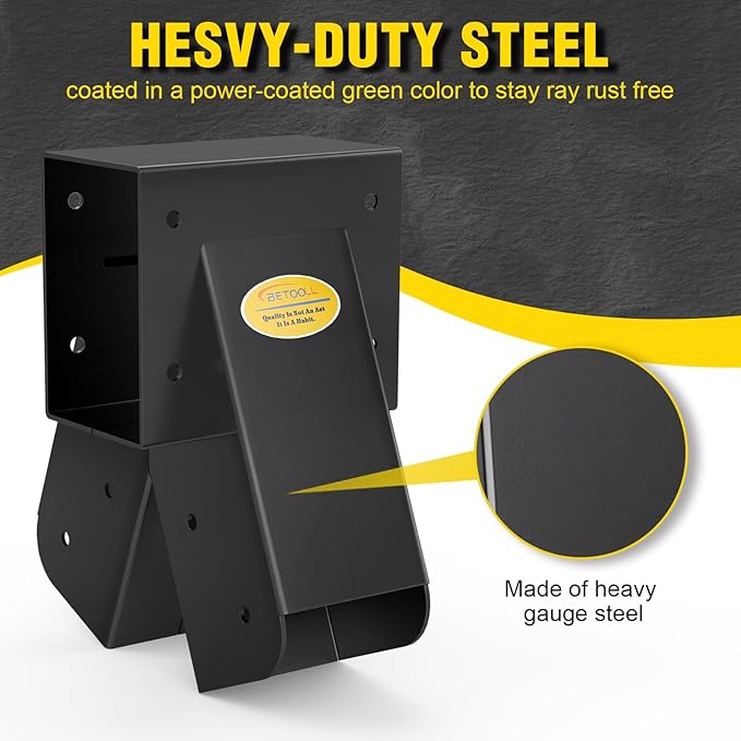 BETOOLL 90° A-Frame Middle Swing Set Brackets, Heavy Duty Steel DIY Swing Set - Includes Mounting Hardware, Ideal for Indoor and Outdoor Playgrounds (1 Middle Brackets-Black)