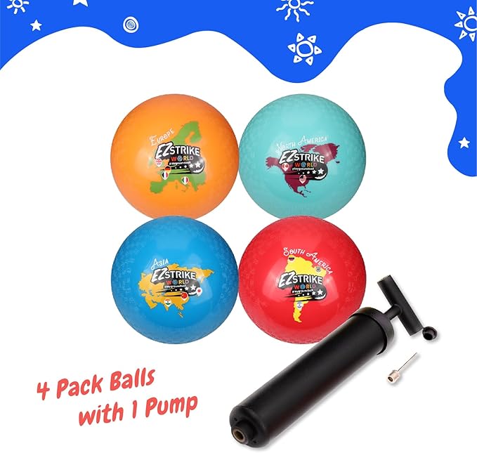 8.5'' Playground Ball Set, Posh Rubber Dodgeballs for Kids and Adults, Handball Kick Ball for Outdoor and Indoor Games, Rubber Balls Includes Pump