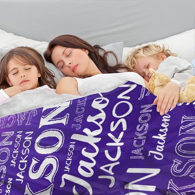 Ship Next Day, Personalized Baby Blanket with Name - Printed in USA, Custom Name Blanket for Boys Girls Kids, Customized Flannel Blankets Gifts for Teen Shower Toddlers Christmas Brithday