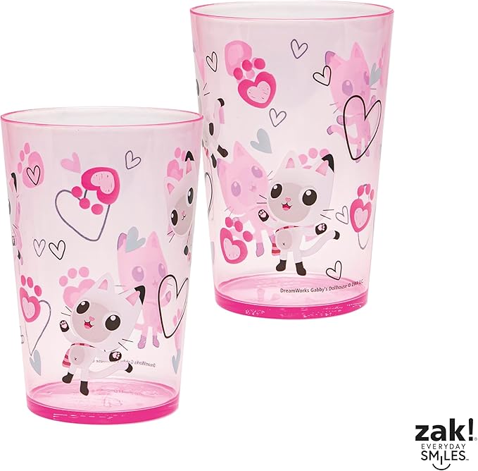 Zak Designs DreamWorks Gabby's Dollhouse Nesting Tumbler Set for At Home, 14.5oz Non-BPA Plastic Cups, 4-Pack (Gabby, Pandy Paws, Cakey Cat, Mercat, Kitty Fairy, Baby Box)
