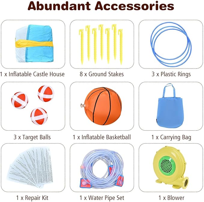 BOUNTECH Inflatable Water Slide, 8-in-1 Dual Slides Kids Water Park Jump Castle, Water Slides Inflatables for Outdoor with Splash Pool, Big Kids Backyard Party Water Slide Bounce House with Blower