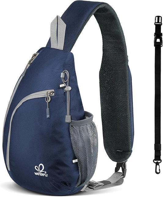 WATERFLY Crossbody Sling Bag Small Water Resistant Backpack Lightweight Shoulder Chest Daypack for Men Women Hiking Travel