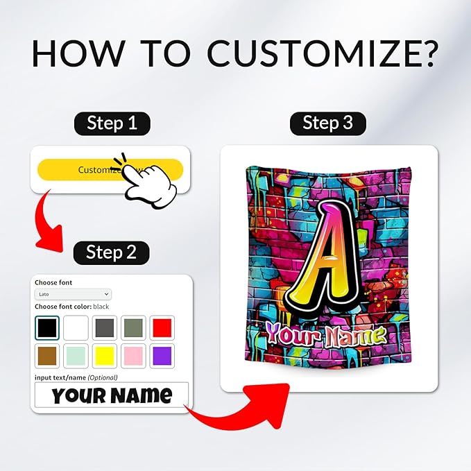 Personalized Blanket for Boys - Kids Throw Blanket - Custom Initial Gifts for Son & Grandson - 40"x50" Fluffy Flannel Monogram Throw for Toddler Child